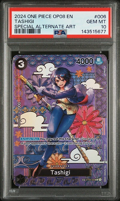 2024 One Piece Op08-two Legends 006 Tashigi Special Alternate Art PSA 10