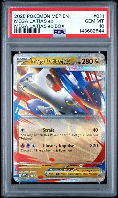 2025 Pokemon Mep En-me Black Star Promo 011 Mega Latias Ex Mega Latias Ex Box PSA 10