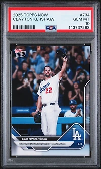 2025 Topps Now 734 Clayton Kershaw PSA 10