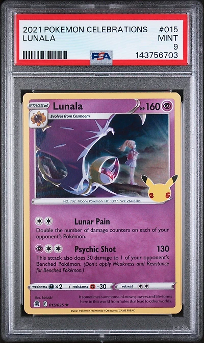 2021 Pokemon Celebrations 015 Lunala PSA 9