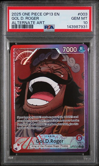 2025 One Piece Op13-carrying On His Will 003 Gol D. Roger Alternate Art PSA 10