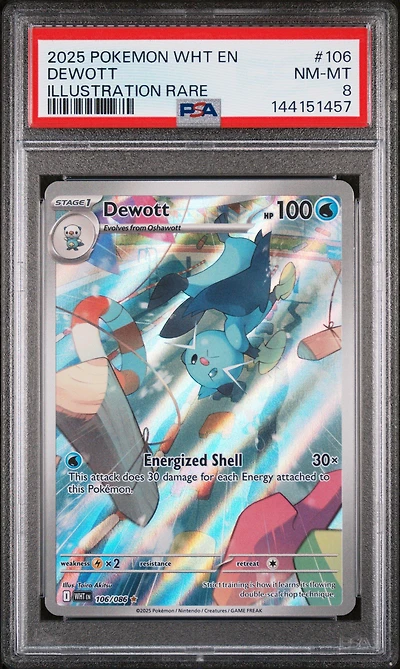 2025 Pokemon Wht En-white Flare 106 Dewott Illustration Rare PSA 8