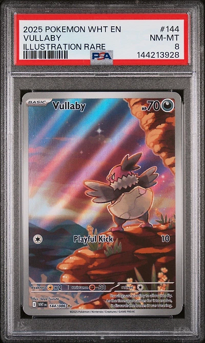 2025 Pokemon Wht En-white Flare 144 Vullaby Illustration Rare PSA 8
