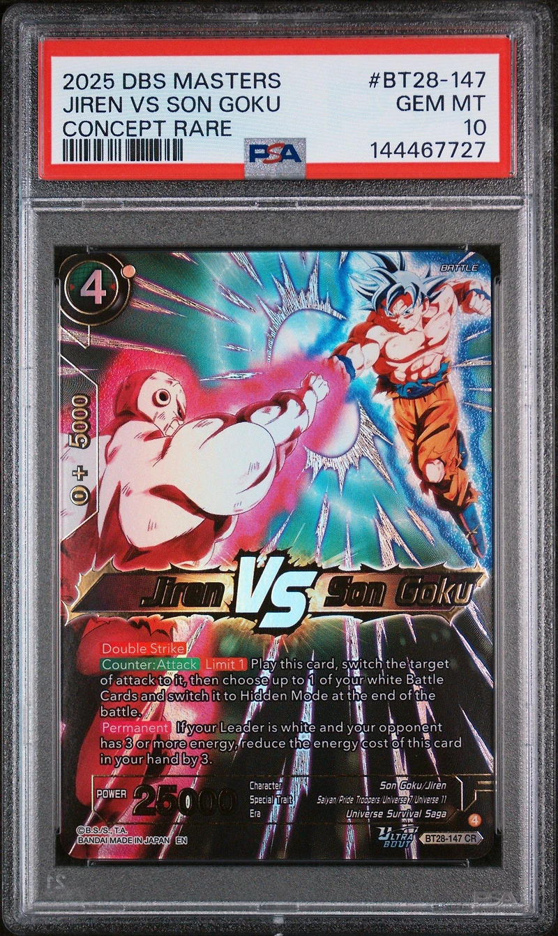 2025 Dragon Ball Super Card Game Masters Series 28 Prismatic Clash Bt28-147 Jiren Vs Son Goku Concept Rare PSA 10