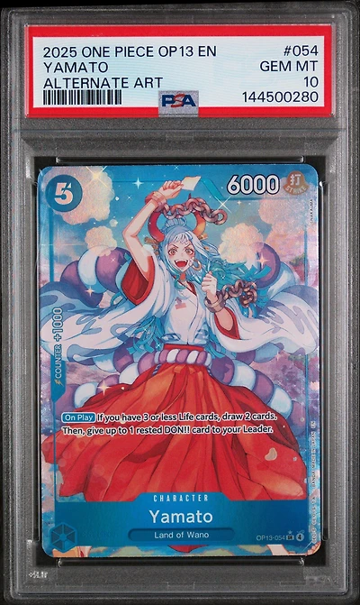 2025 One Piece Op13-carrying On His Will 054 Yamato Alternate Art PSA 10