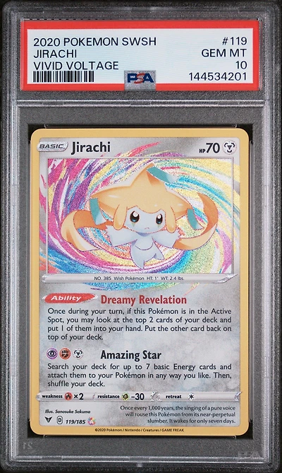 2020 Pokemon Sword & Shield Vivid Voltage 119 Jirachi PSA