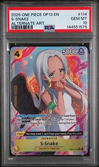 2025 One Piece Op13-carrying On His Will 114 S-snake Alternate Art PSA 10