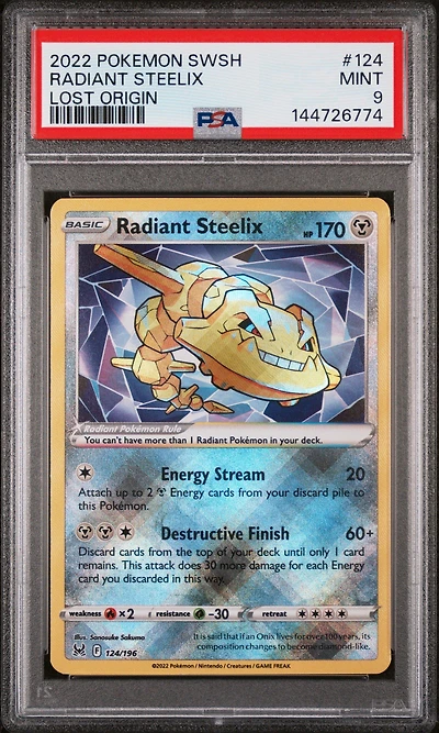 2022 Pokemon Sword & Shield Lost Origin 124 Radiant Steelix PSA