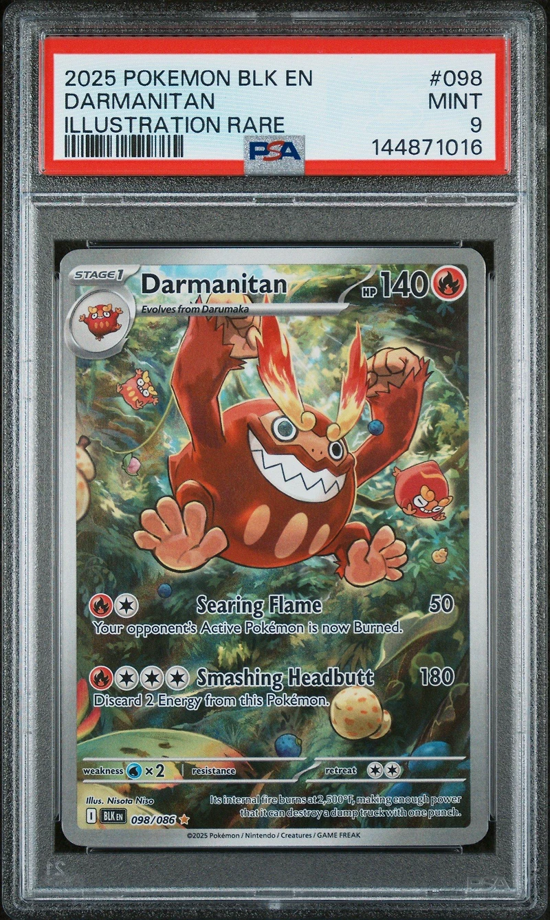 2025 Pokemon Blk En-black Bolt 098 Darmanitan Illustration Rare PSA 9