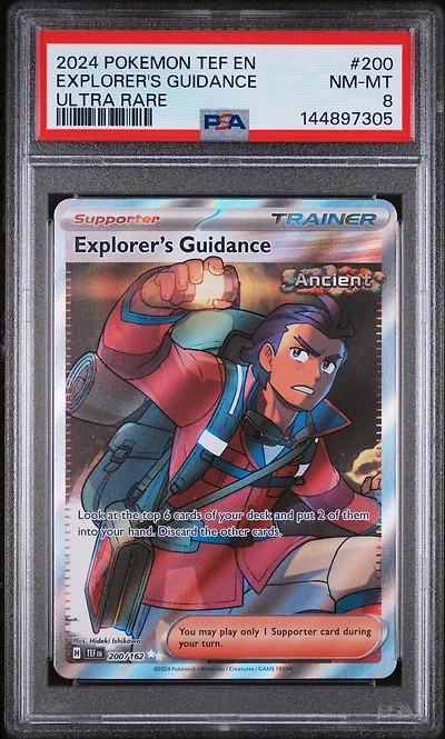 2024 Pokemon Tef En-temporal Forces 200 Explorer's Guidance Ultra Rare PSA 8