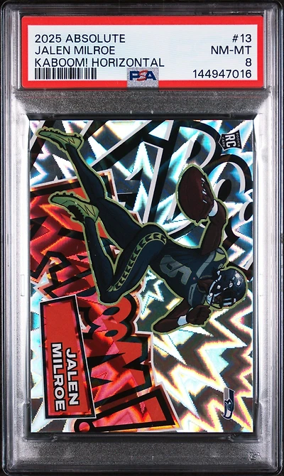 2025 Panini Absolute Kaboom! Horizontal 13 Jalen Milroe PSA 8