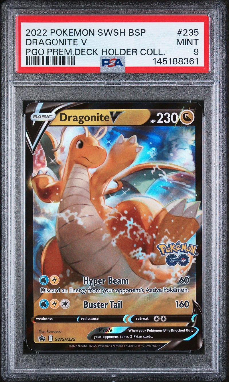 2022 Pokemon Swsh Black Star Promo 235 Dragonite V Pokemon Go Premier Deck Holder Collection PSA