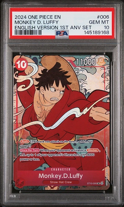 2024 One Piece English Version 1st Anniversary Set 006 Monkey D. Luffy PSA
