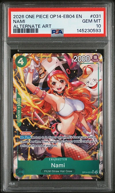 2026 One Piece Op14-eb04-the Azure Sea's Seven 031 Nami Alternate Art PSA 10