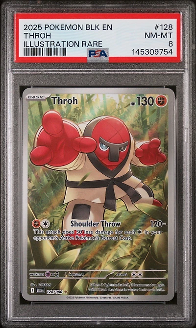 2025 Pokemon Blk En-black Bolt 128 Throh Illustration Rare PSA 8