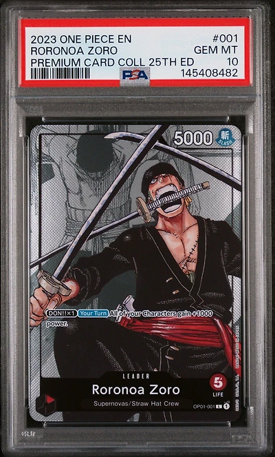 2023 One Piece Premium Bandai Premium Card Collection 25th Edition 001 Roronoa Zoro PSA 10