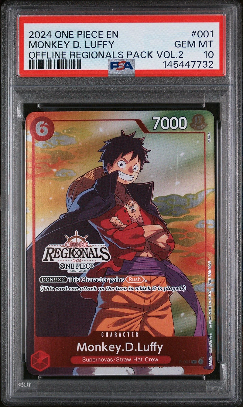 2024 One Piece Offline Regionals Pack 2024 Vol.2 001 Monkey D. Luffy PSA 10
