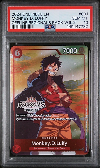 2024 One Piece Offline Regionals Pack 2024 Vol.2 001 Monkey D. Luffy PSA 10