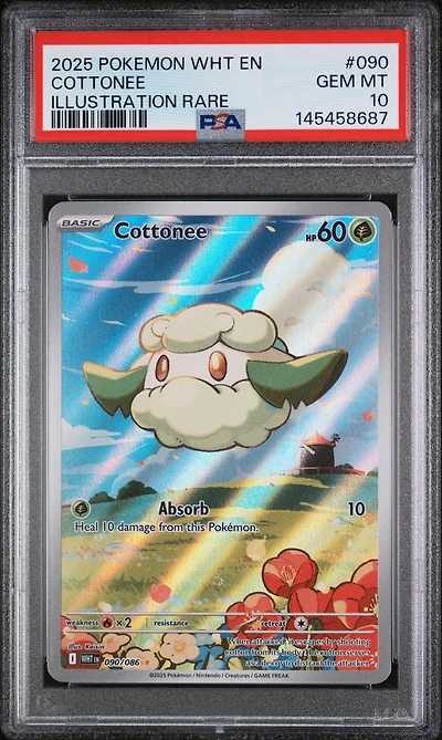 2025 Pokemon Wht En-white Flare 090 Cottonee Illustration Rare PSA 10