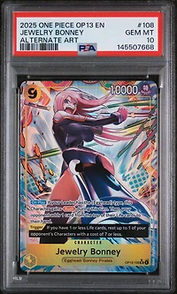 2025 One Piece Op13-carrying On His Will Jewelry Bonney Alternate Art PSA 10