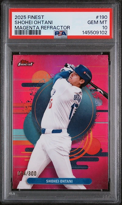 2025 Topps Finest 190 Shohei Ohtani Magenta Refractor PSA 10
