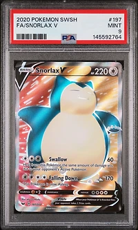 2020 Pokemon Sword & Shield 197 Full Art/snorlax V PSA 9