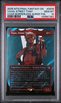 2025 Magic The Gathering Final Fantasy 0535 Vaan, Street Thief Character Borderless-surge Foil PSA 10
