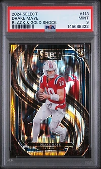 2024 Panini Select 113 Drake Maye Black & Gold Shock PSA 9