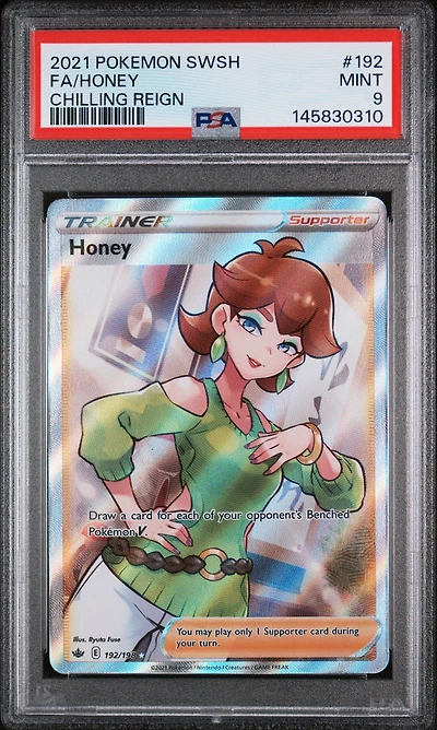 2021 Pokemon Sword & Shield Chilling Reign 192 Full Art/honey PSA 9