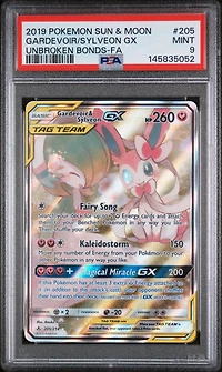 2019 Pokemon Sun & Moon Unbroken Bonds 205 Full Art/gardevoir & Sylveon Gx PSA