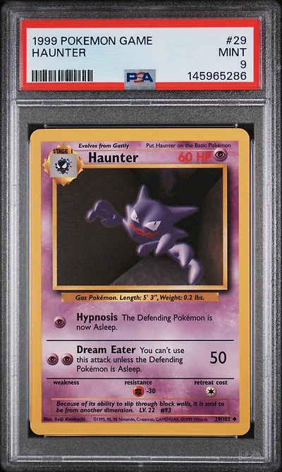 1999 Pokemon Game 29 Haunter PSA 9