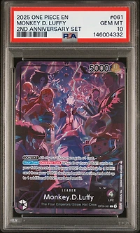 2025 One Piece English Version 2nd Anniversary Set 061 Monkey D. Luffy PSA 10