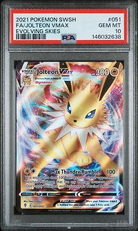 2021 Pokemon Sword & Shield Evolving Skies 051 Full Art/jolteon Vmax PSA 10