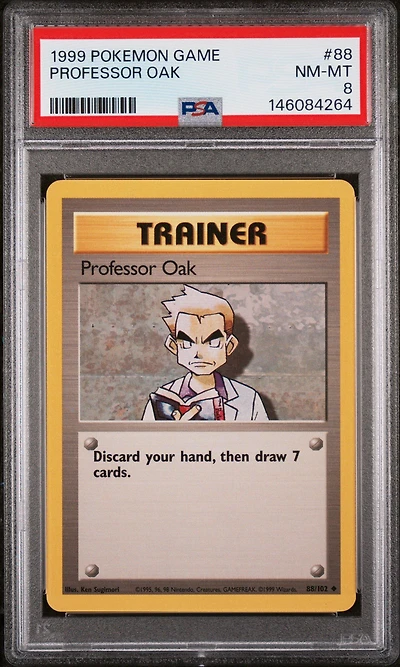 1999 Pokemon Game 88 Professor Oak PSA 8