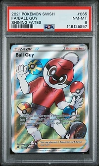 2021 Pokemon Sword & Shield Shining Fates 065 Full Art/ball Guy PSA 8