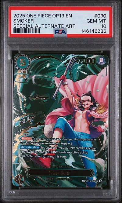 2025 One Piece Op13-carrying On His Will 030 Smoker Special Alternate Art PSA 10