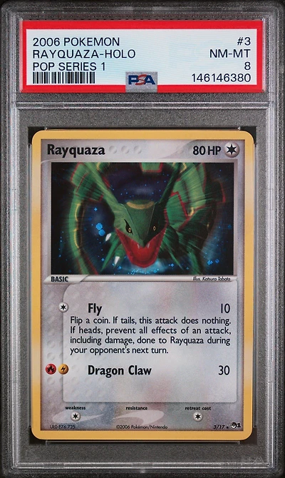 2006 Pokemon Pop Series 1 3 Rayquaza-holo PSA 8