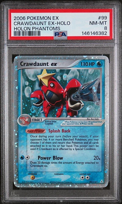 2006 Pokemon Ex Holon Phantoms 99 Crawdaunt Ex-holo PSA 8