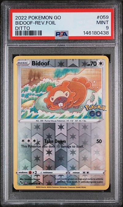 2022 Pokemon Go 059 Bidoof-reverse Foil Ditto PSA 9