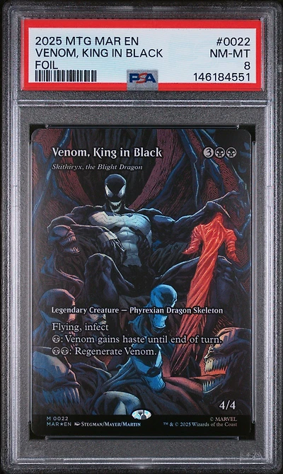 2025 Magic The Gathering Marvel's Spider-man: Source Material 0022 Venom, King In Black Foil PSA 8
