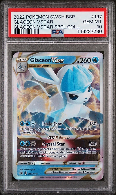 2022 Pokemon Swsh Black Star Promo 197 Glaceon Vstar Glaceon Vstar Special Collection PSA 10