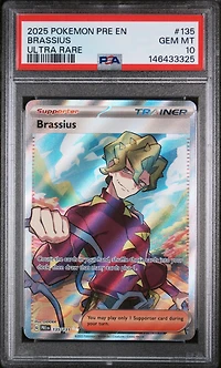 2025 Pokemon Pre En-prismatic Evolutions 135 Brassius Ultra Rare PSA 10
