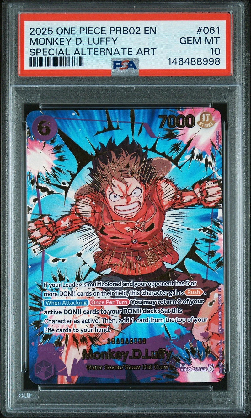 2025 One Piece Prb02-premium Booster -one Piece Card The Best- Vol.2 061 Monkey D. Luffy Special Alternate Art PSA 10