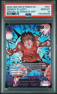 2025 One Piece Prb02-premium Booster -one Piece Card The Best- Vol.2 061 Monkey D. Luffy Special Alternate Art PSA 10