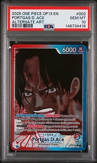 2025 One Piece Op13-carrying On His Will Portgas D. Ace Alternate Art PSA 10