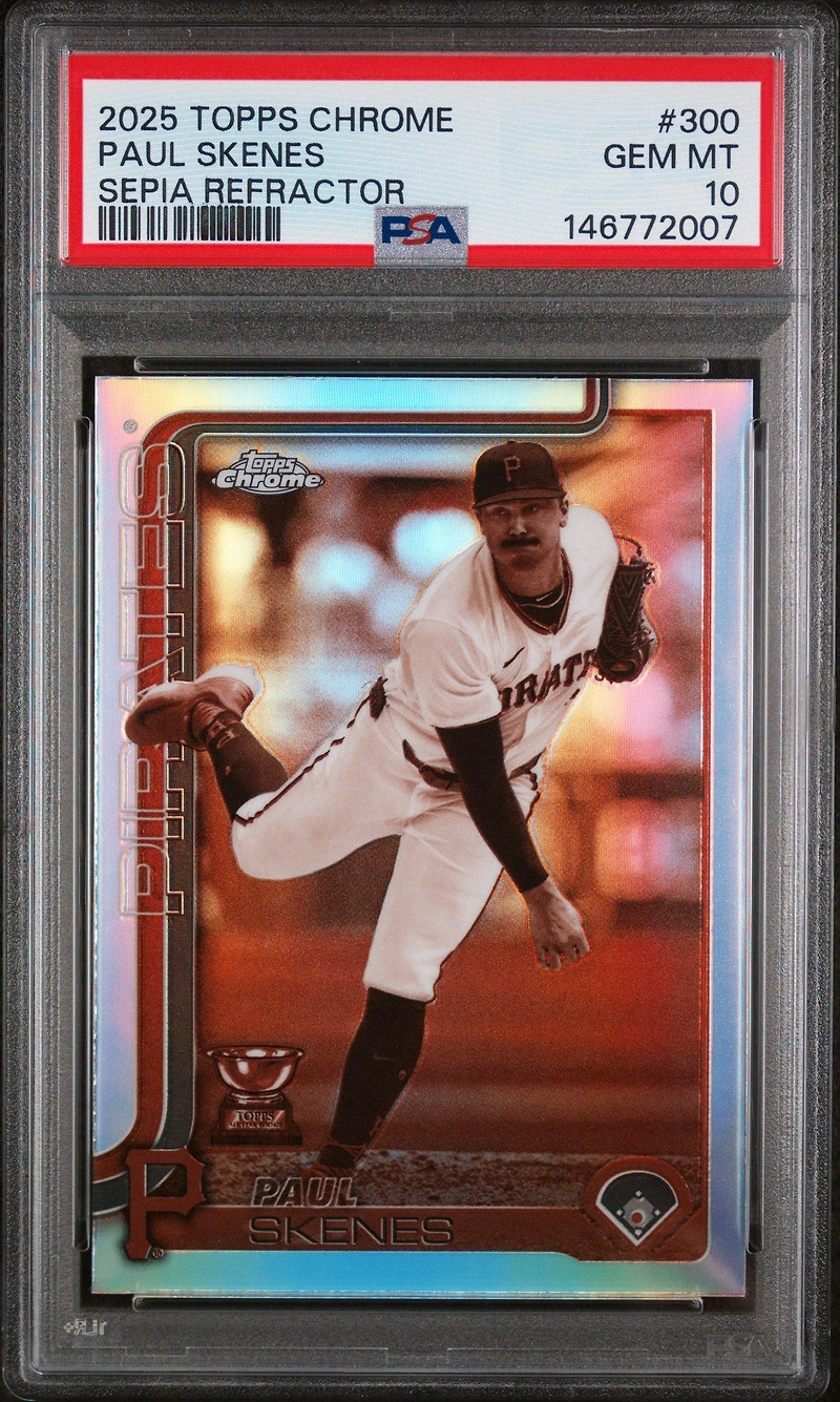 2025 Topps Chrome 300 Paul Skenes Sepia Refractor PSA 10
