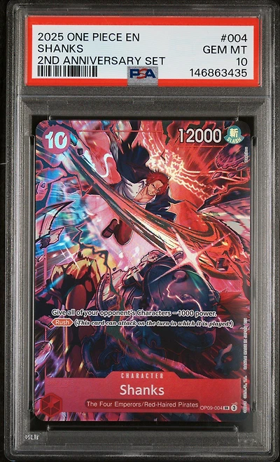 2025 One Piece English Version 2nd Anniversary Set 004 Shanks PSA 10