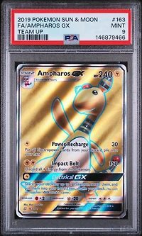 2019 Pokemon Sun & Moon Team Up 163 Full Art/ampharos Gx PSA 9