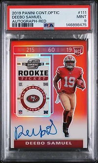 2019 Panini Contenders Optic 111 Deebo Samuel Autograph-red PSA 9