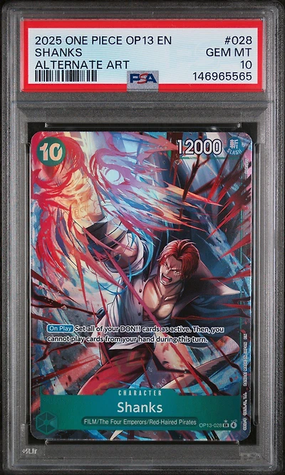 2025 One Piece Op13-carrying On His Will 028 Shanks Alternate Art PSA 10